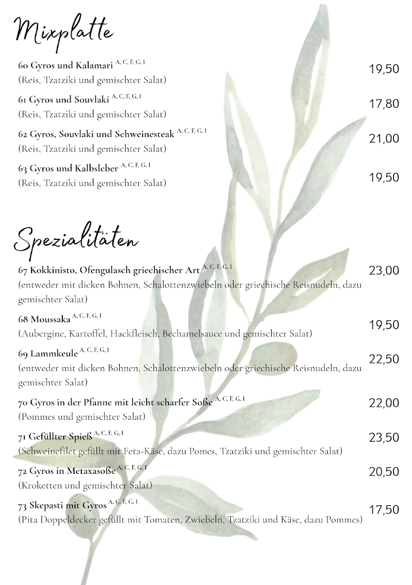 Speisekarte, Restaurant Wirtshaus am Lech