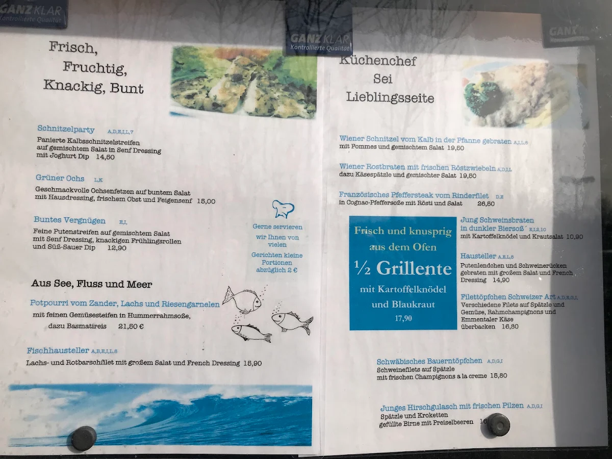 Speisekarte, Restaurant Wirtshaus am Lech