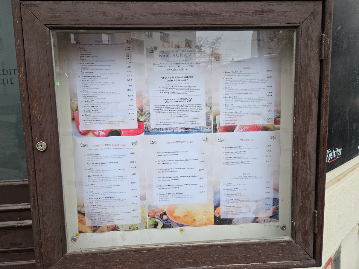 Speisekarte, Restaurant Olea