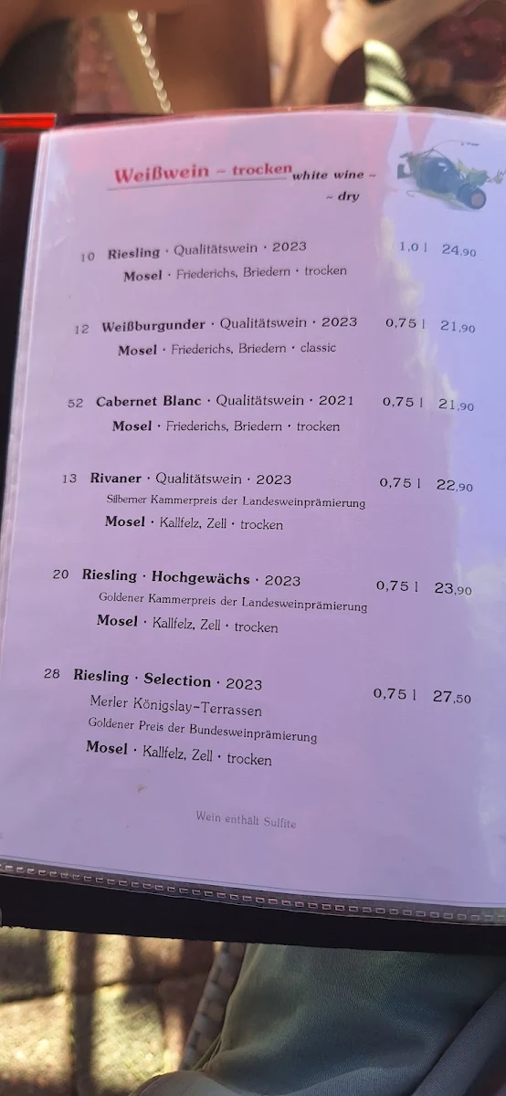 Speisekarte, Weinhexenkeller
