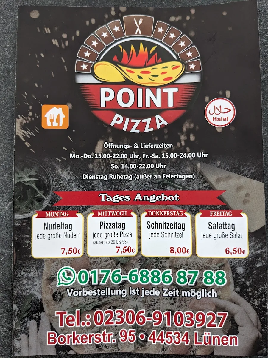 Speisekarte, Pizza Point Lünen