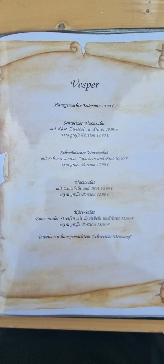 Speisekarte, Brauerei-Gaststätte Krone