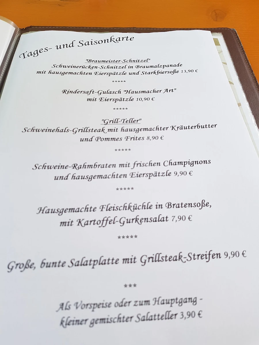 Speisekarte, Brauerei-Gaststätte Krone