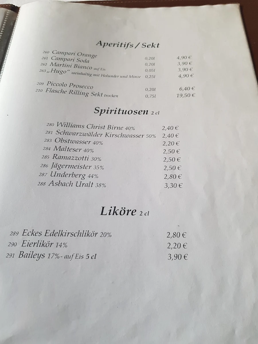 Speisekarte, Brauerei-Gaststätte Krone
