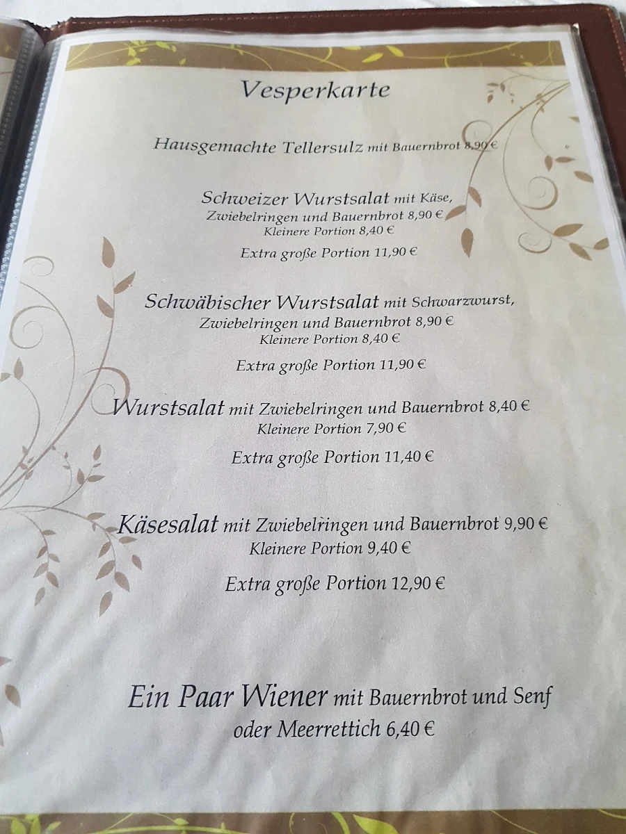 Speisekarte, Brauerei-Gaststätte Krone