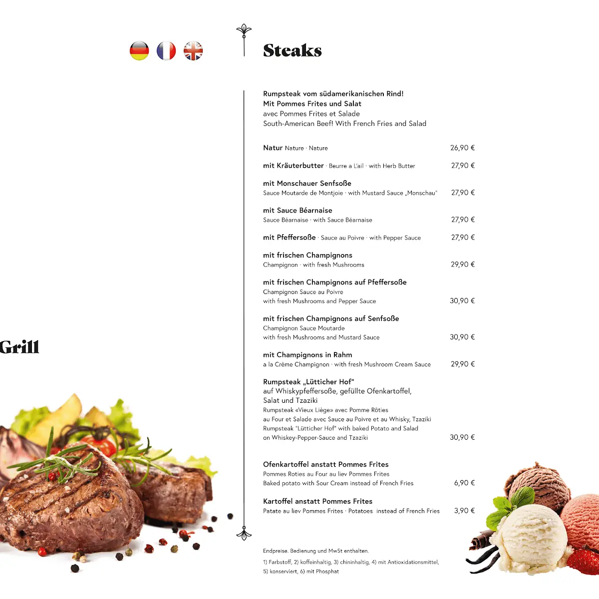 Speisekarte, Lütticher Hof