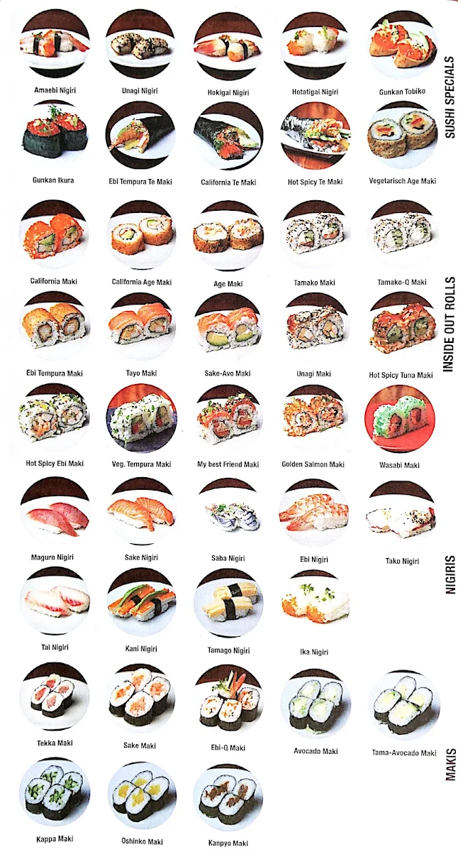 Speisekarte, Sushibar-Freiburg