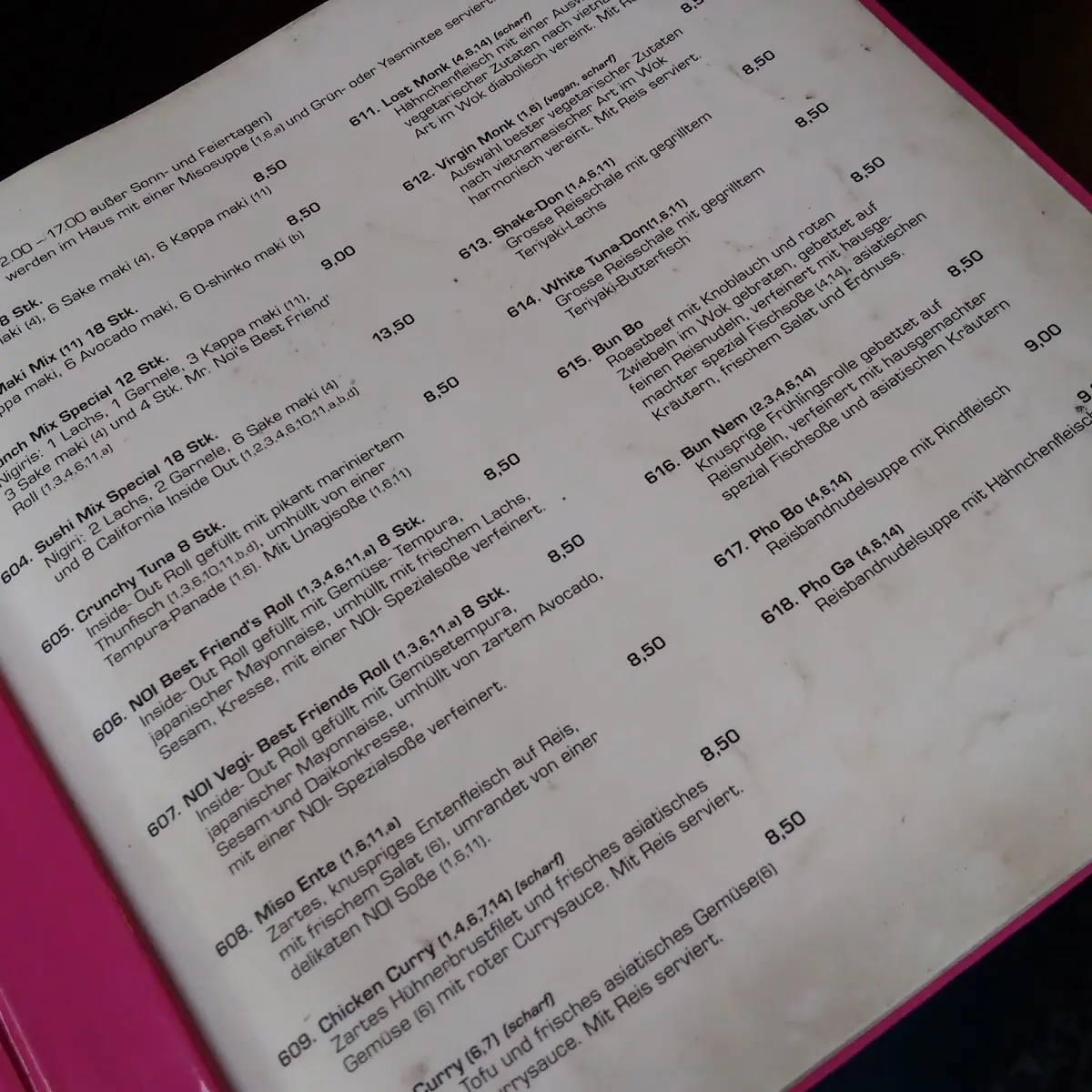 Speisekarte, NOI Restaurant