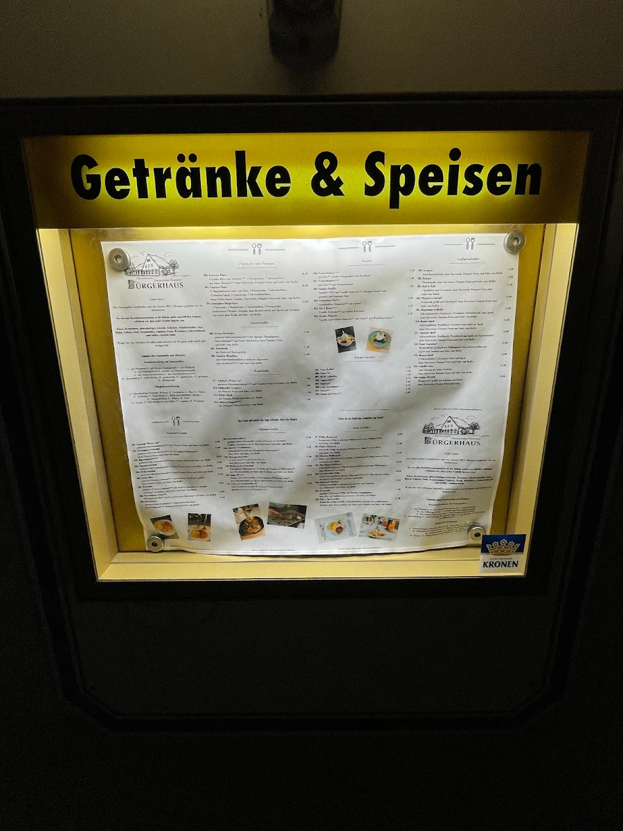 Speisekarte, Bürgerhaus Heeren-Werve