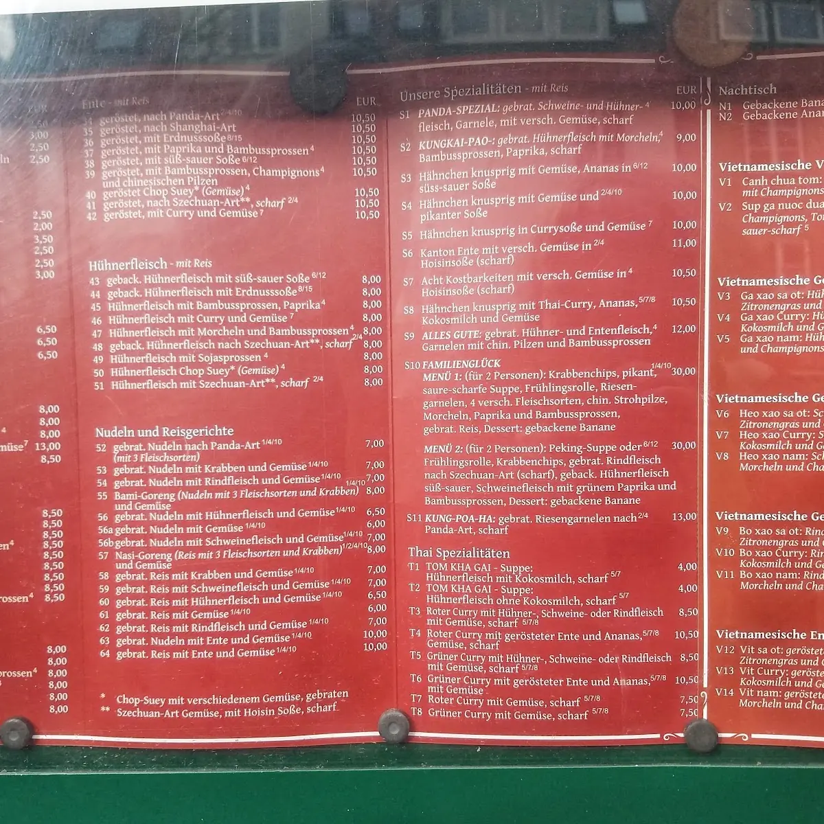 Speisekarte, Panda Hoa Ho