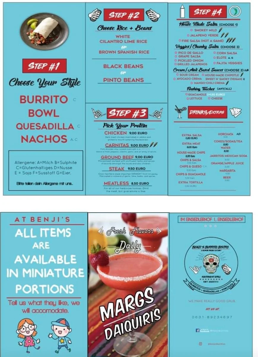 Speisekarte, Benji's Burrito Bistro