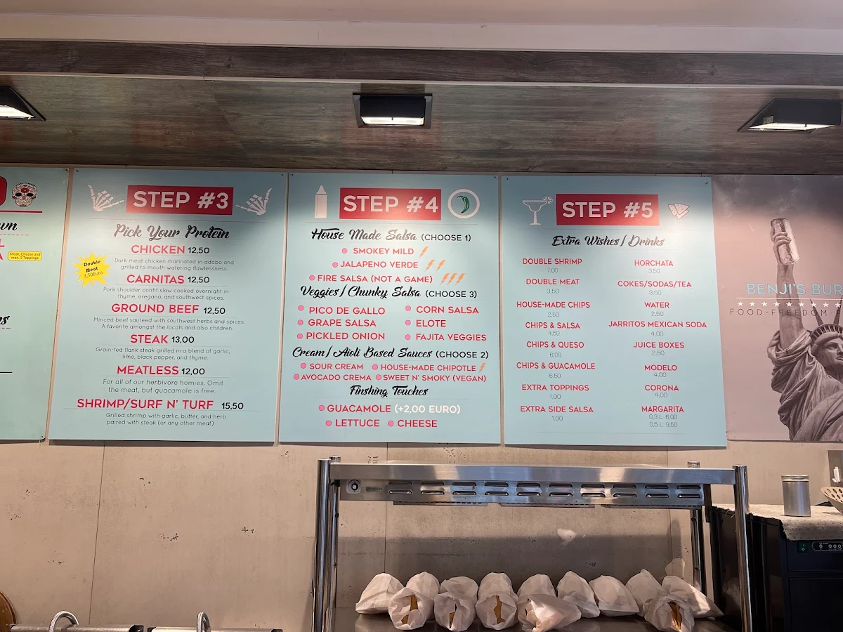 Speisekarte, Benji's Burrito Bistro