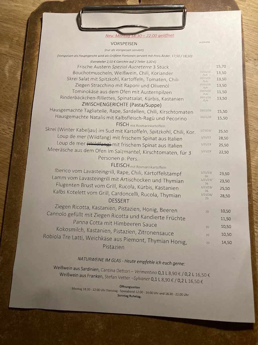 Speisekarte, CULINA