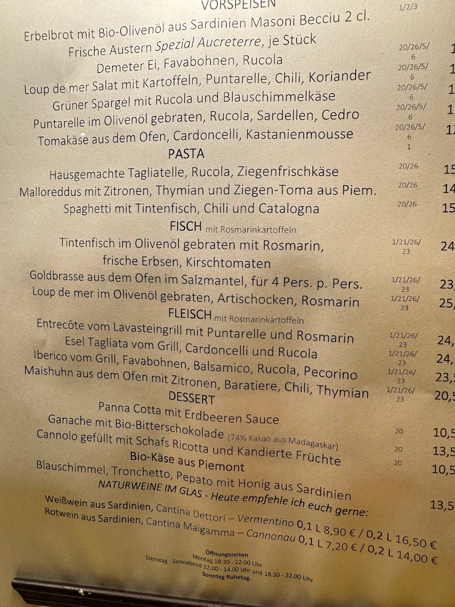 Speisekarte, CULINA