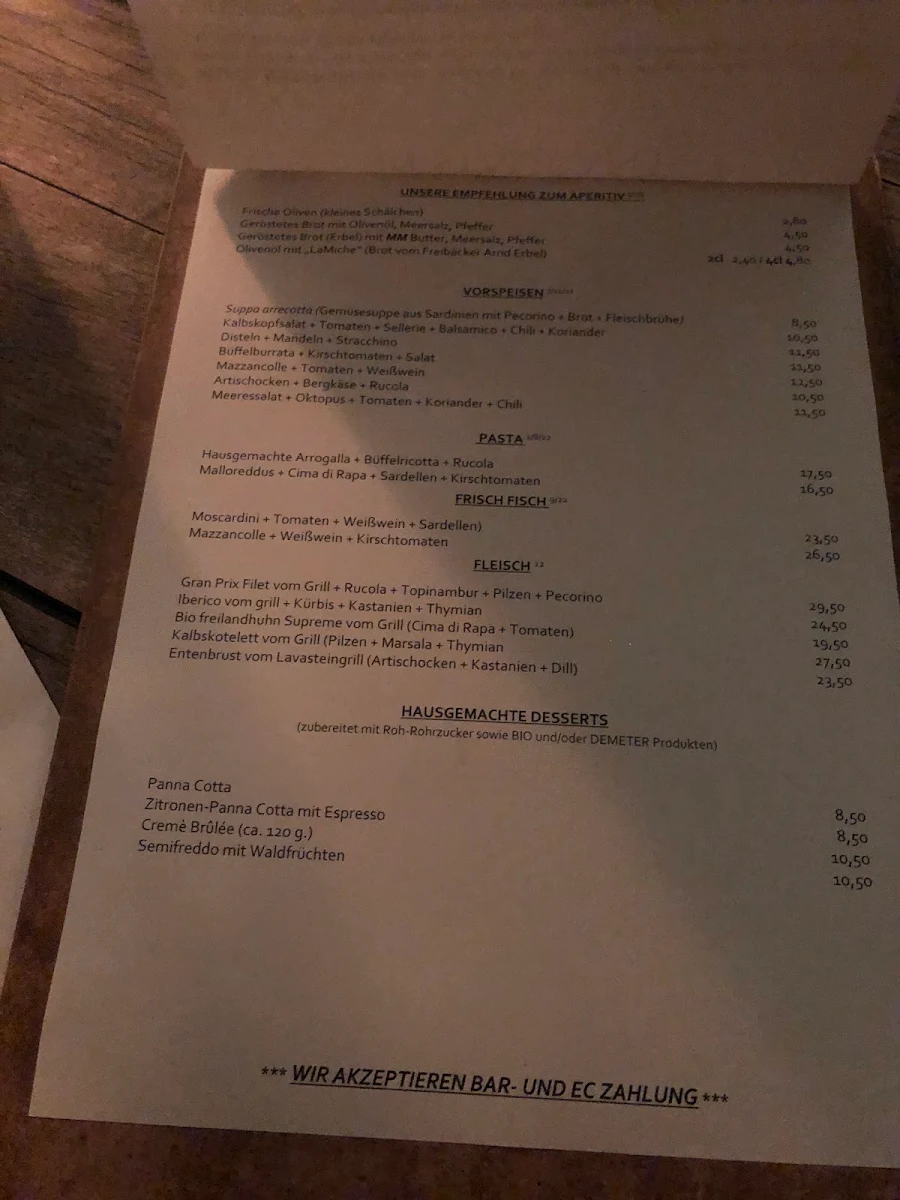 Speisekarte, CULINA