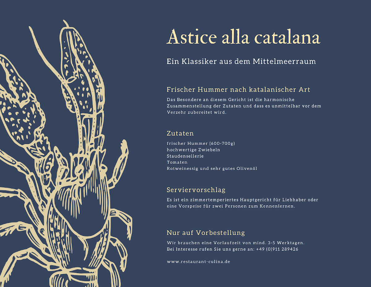 Speisekarte, CULINA
