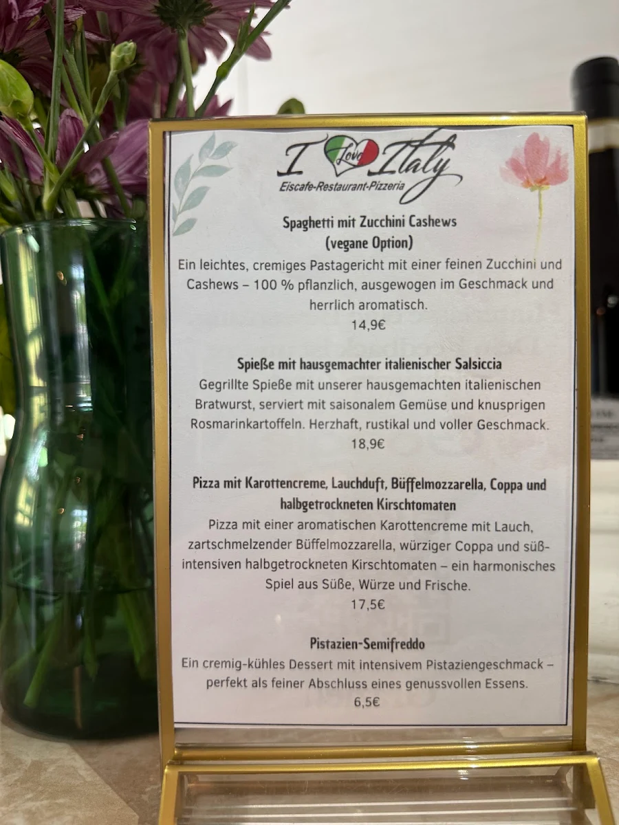 Speisekarte, I Love Italy Restaurant