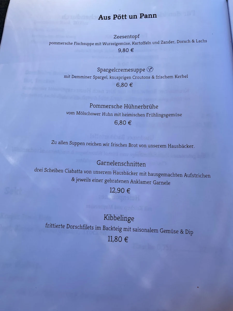 Speisekarte, Naturhafen Krummin