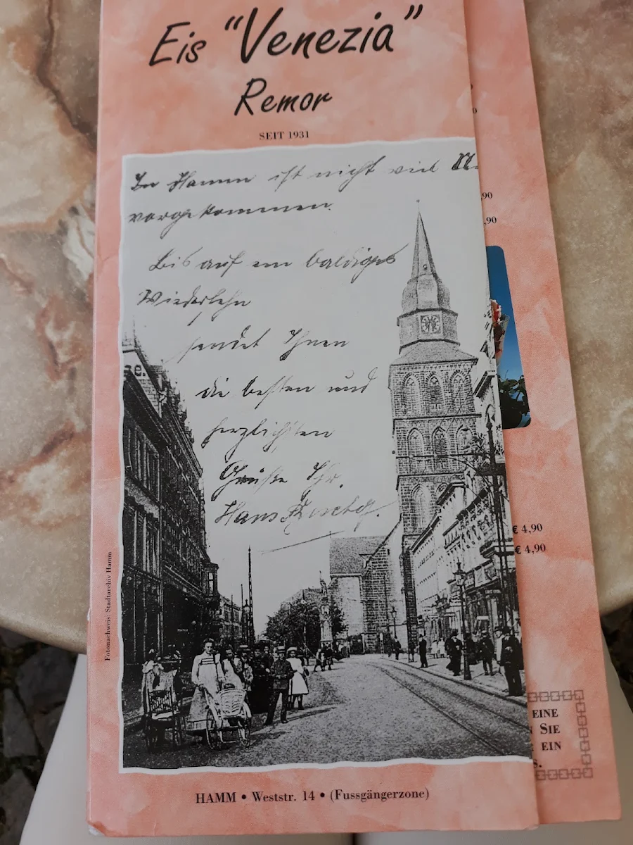 Speisekarte, Eiscafé Antonio Remor