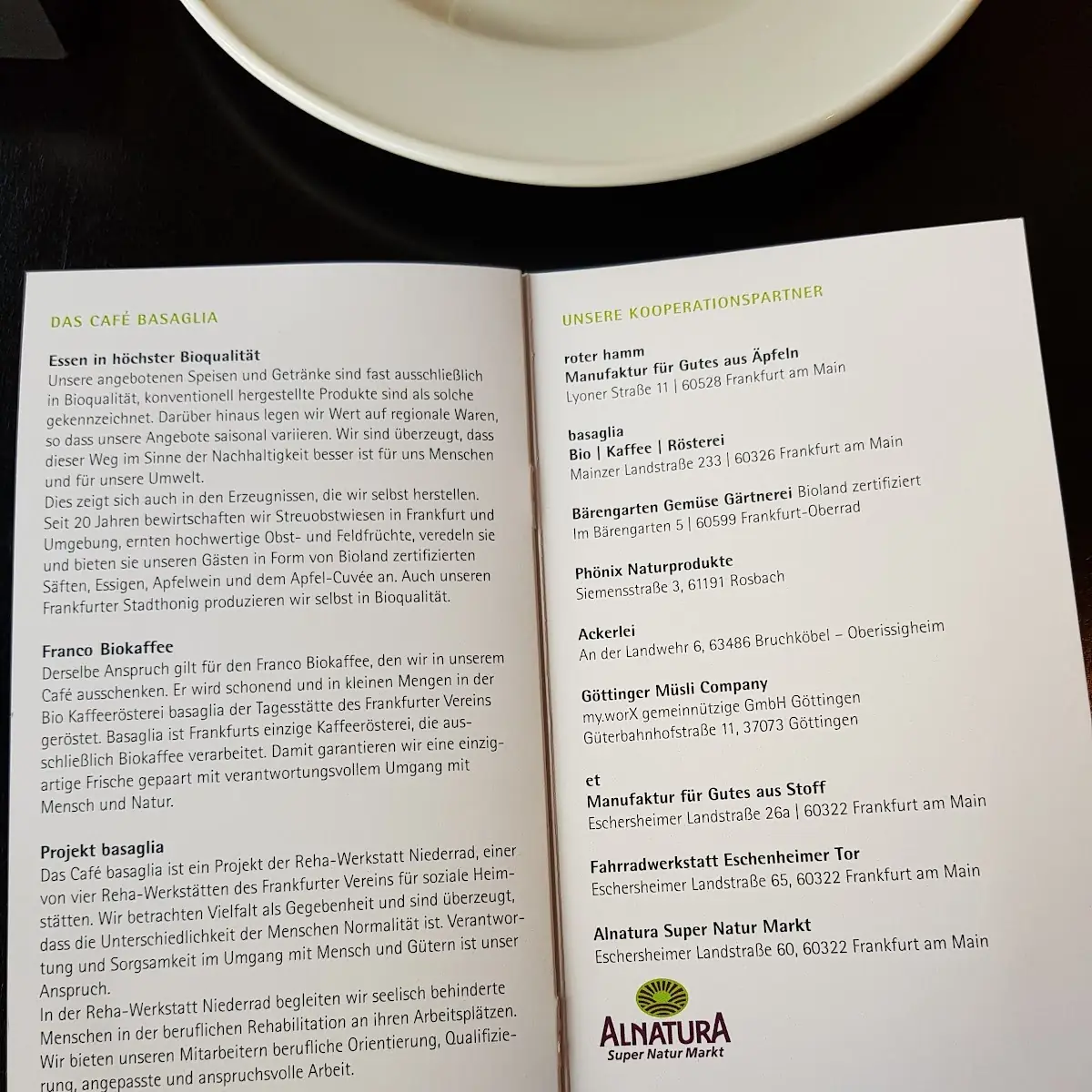 Speisekarte, basaglia | Café & Bistro