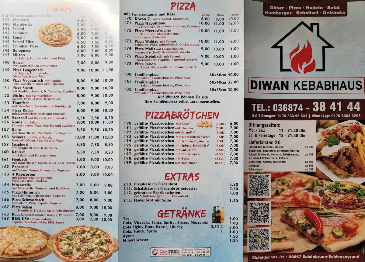 Speisekarte, DIWAN KEBAB HAUS