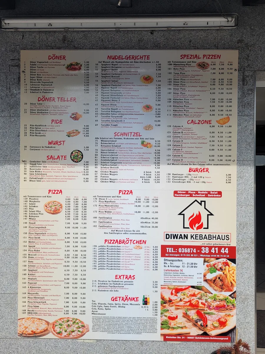Speisekarte, DIWAN KEBAB HAUS