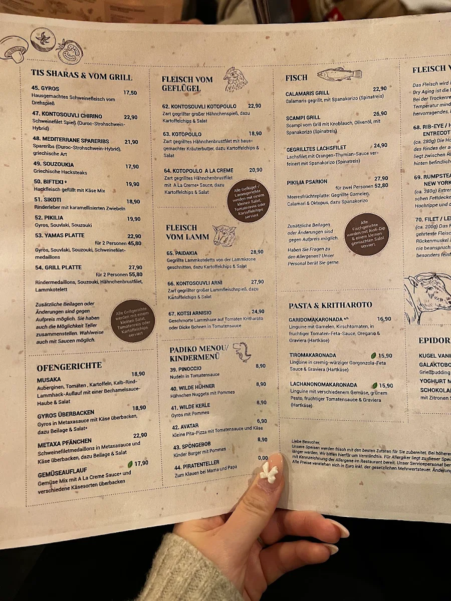 Speisekarte, Yamas GastroBar