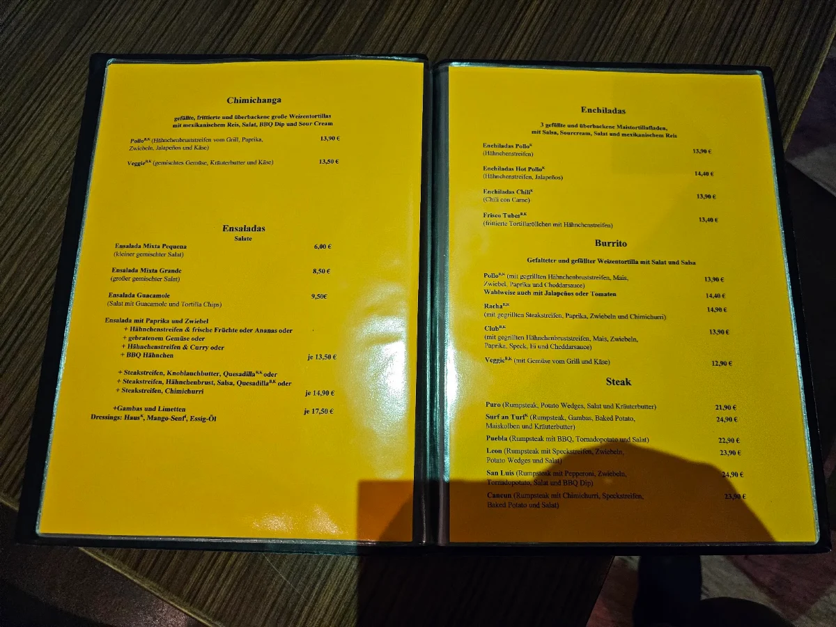 Speisekarte, Contigo Neutraubling