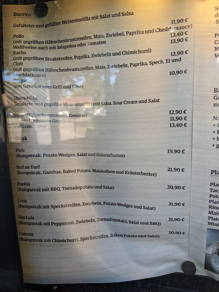 Speisekarte, Contigo Neutraubling