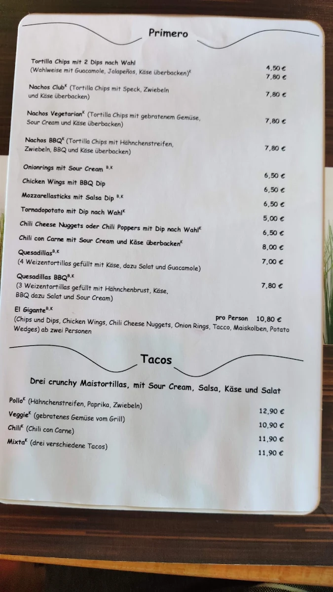 Speisekarte, Contigo Neutraubling