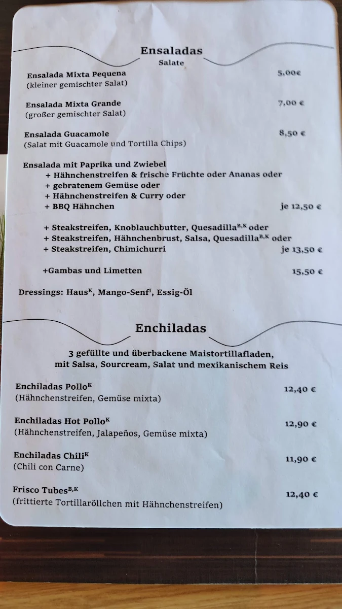 Speisekarte, Contigo Neutraubling