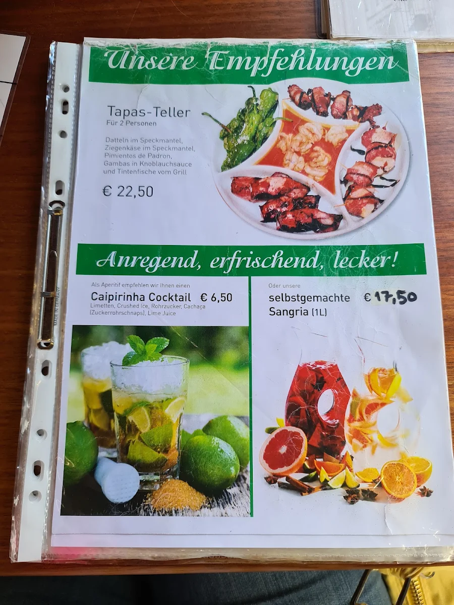 Speisekarte, Restaurant Casa Madeira