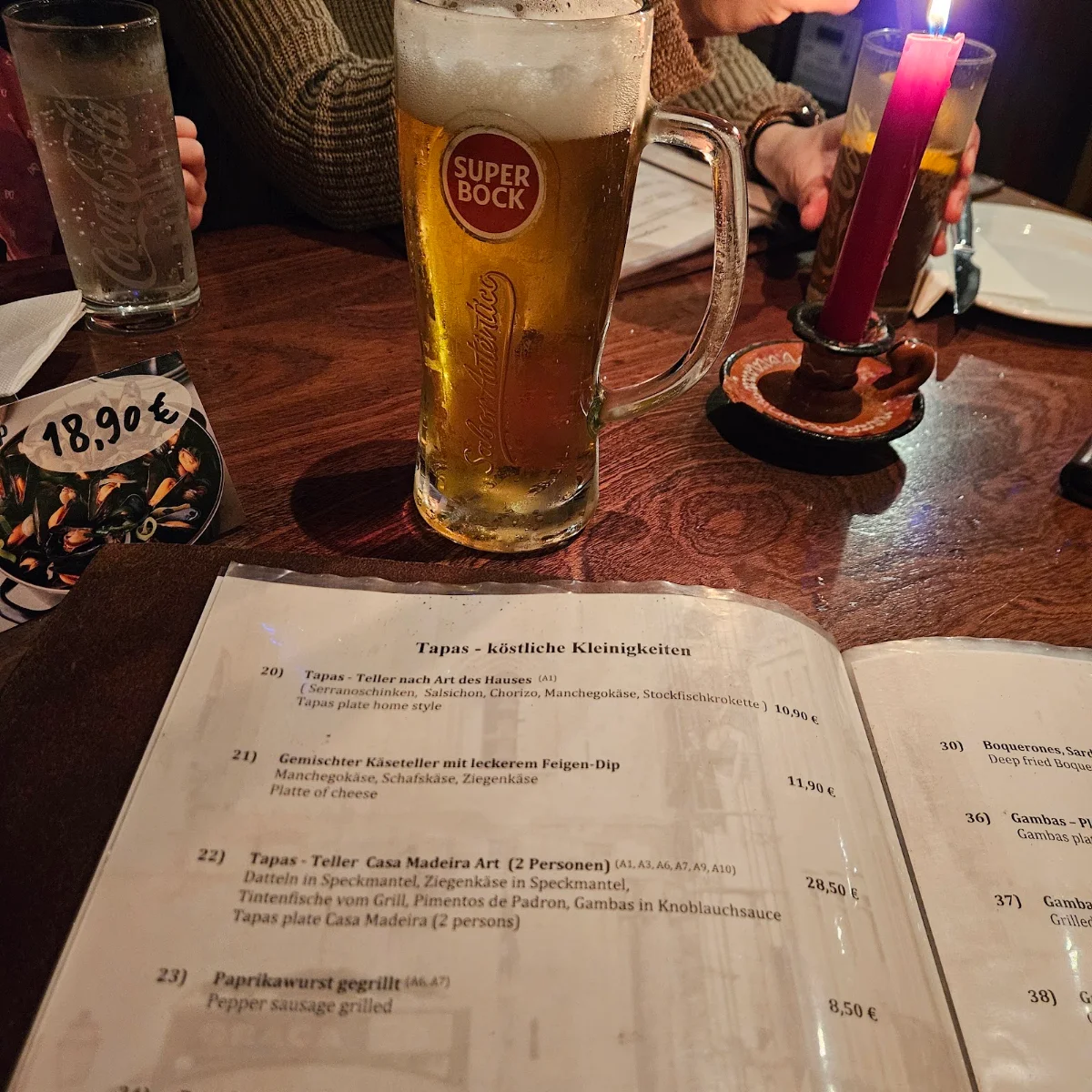Speisekarte, Restaurant Casa Madeira