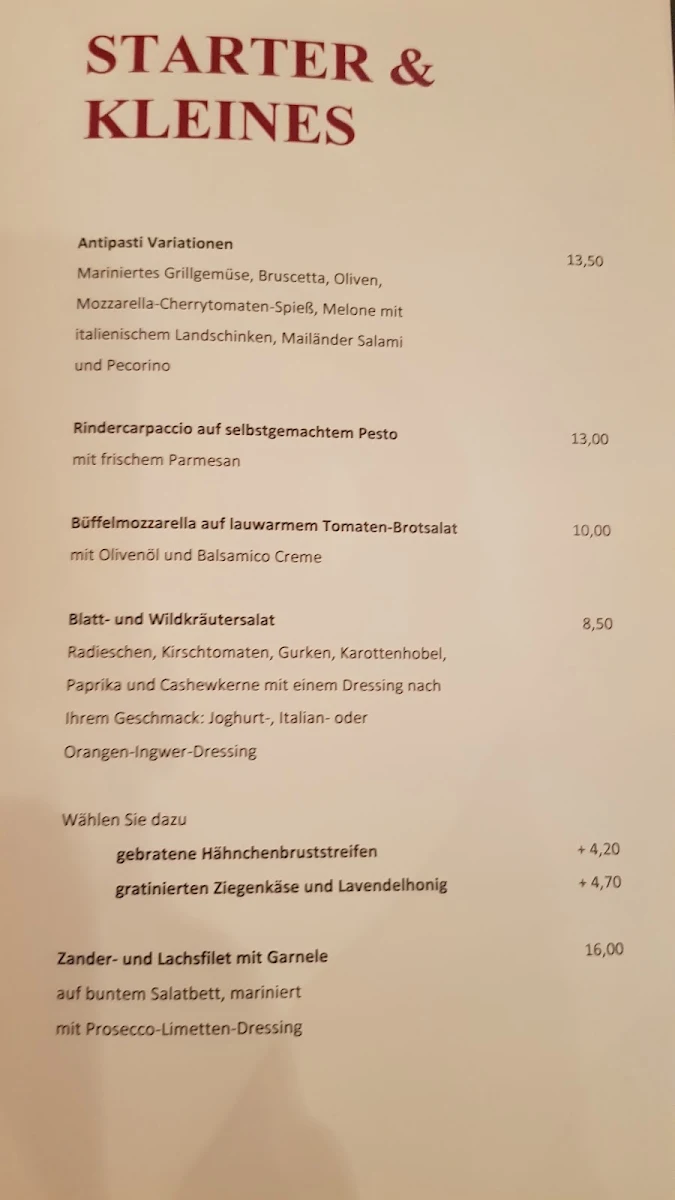 Speisekarte, Grothenns Gasthaus