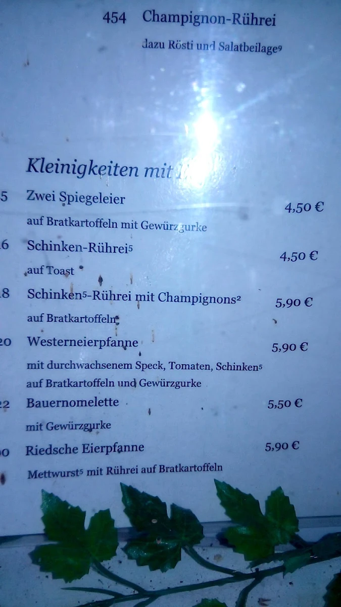 Speisekarte, Schneider in der Ried