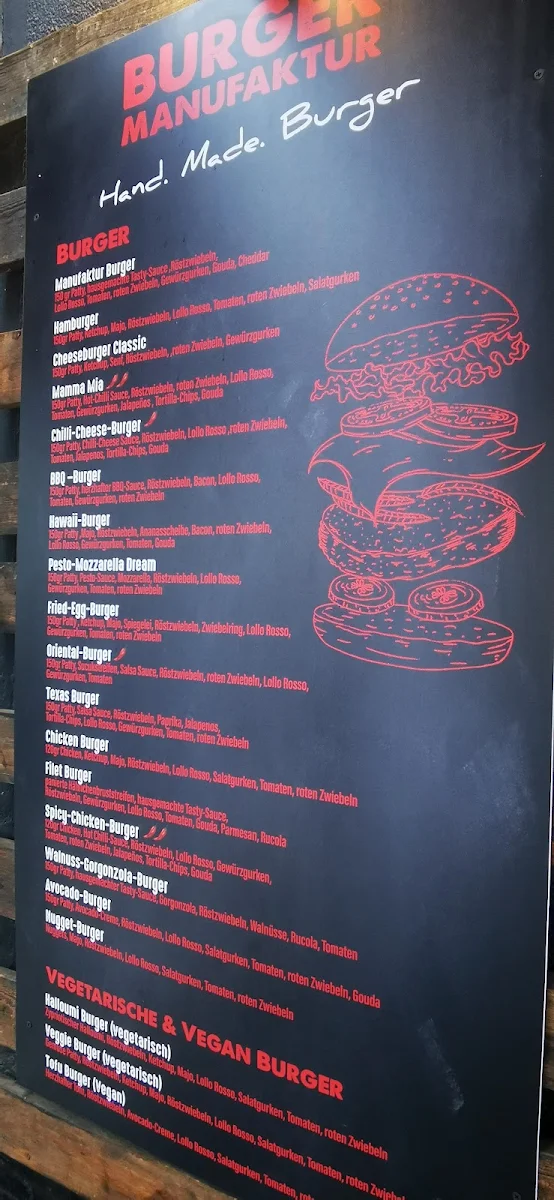 Speisekarte, Burger Manufaktur