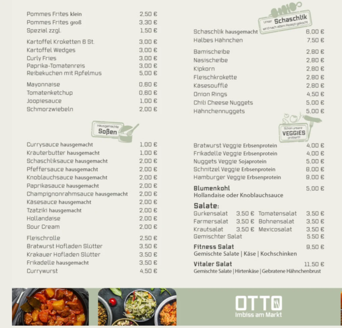 Speisekarte, Otto - Imbiss am Markt