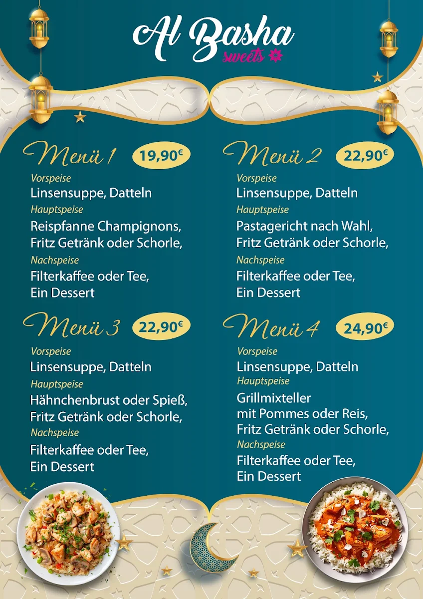 Speisekarte, Al Basha Sweets