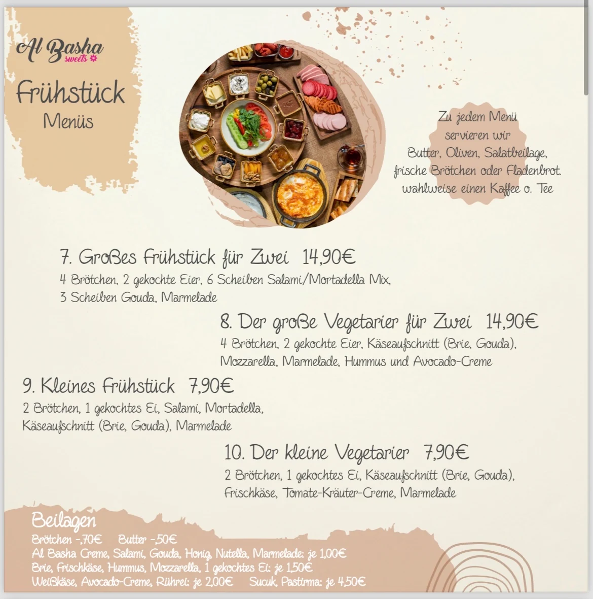 Speisekarte, Al Basha Sweets