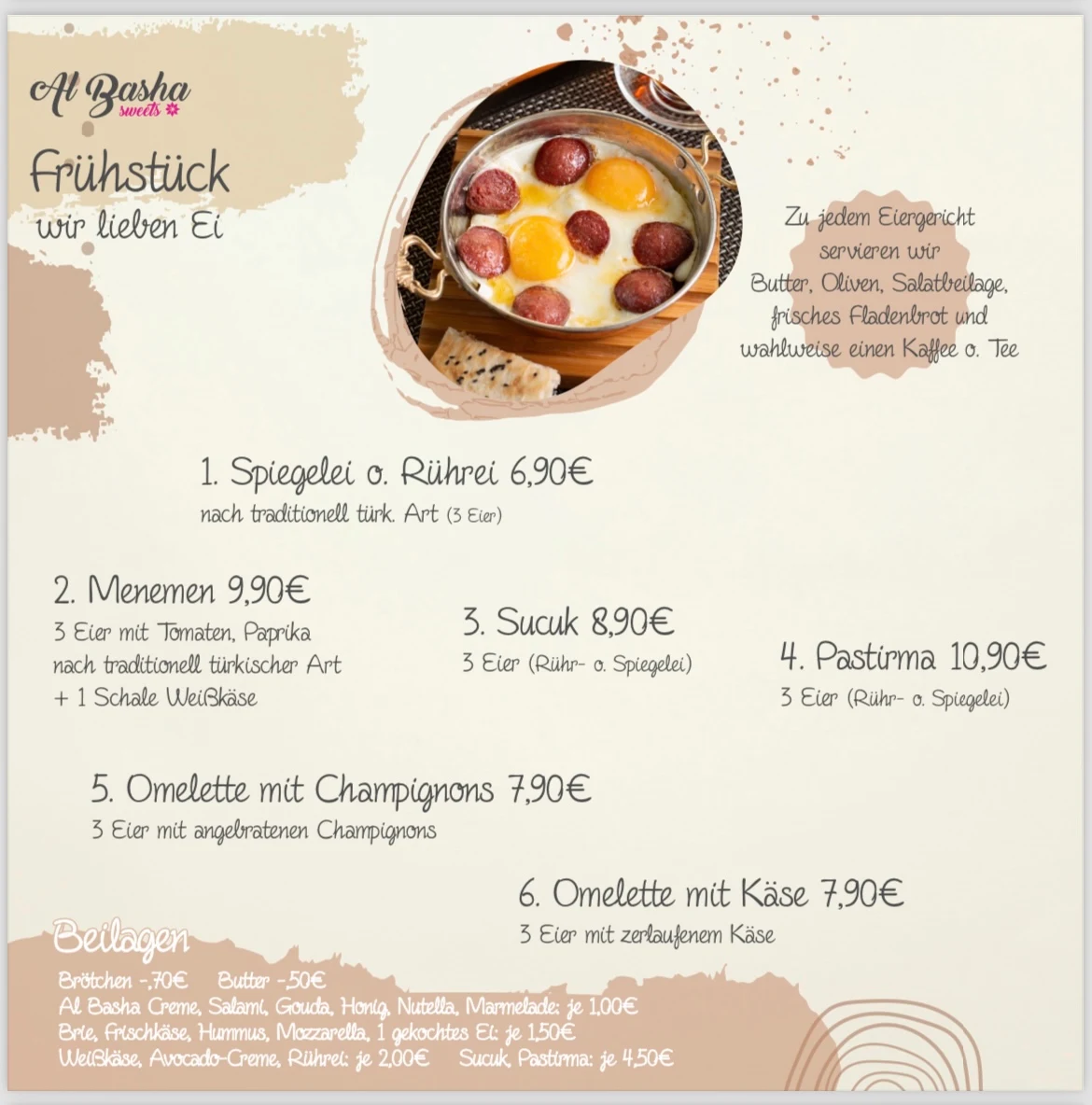 Speisekarte, Al Basha Sweets