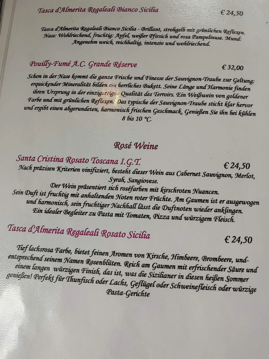 Speisekarte, Pizzeria Vesuvio