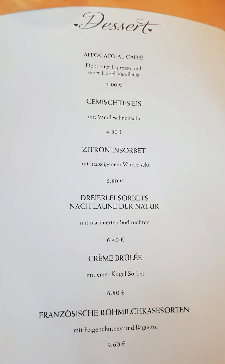 Speisekarte, Restaurant VINORANT Fleischmann-Krieger