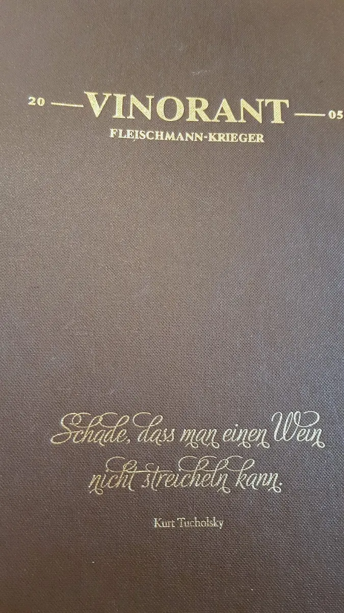 Speisekarte, Restaurant VINORANT Fleischmann-Krieger