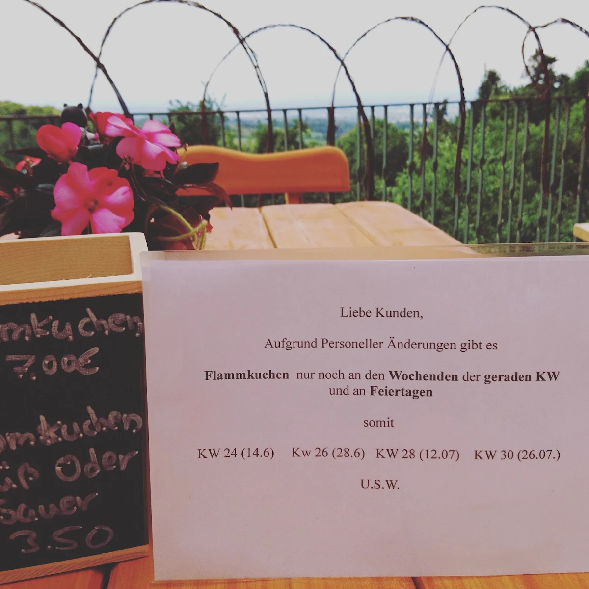 Speisekarte, Flammkuchen Graf