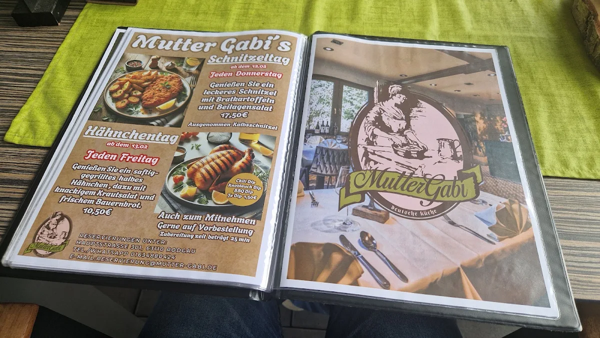 Speisekarte, Mutter Gabi - Biergarten