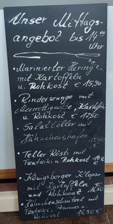Speisekarte, Orangerie am Schloß Altdöbern