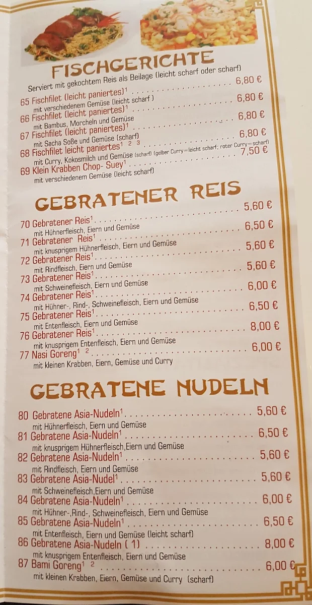 Speisekarte, Asia Spezialität Thi Lan Doan