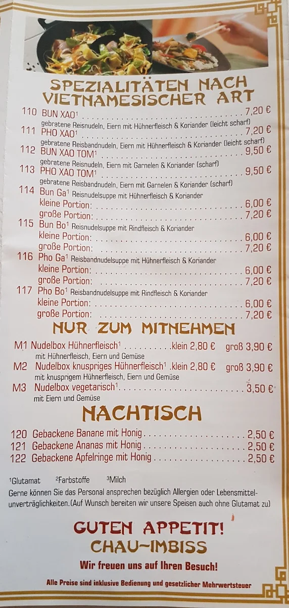Speisekarte, Asia Spezialität Thi Lan Doan