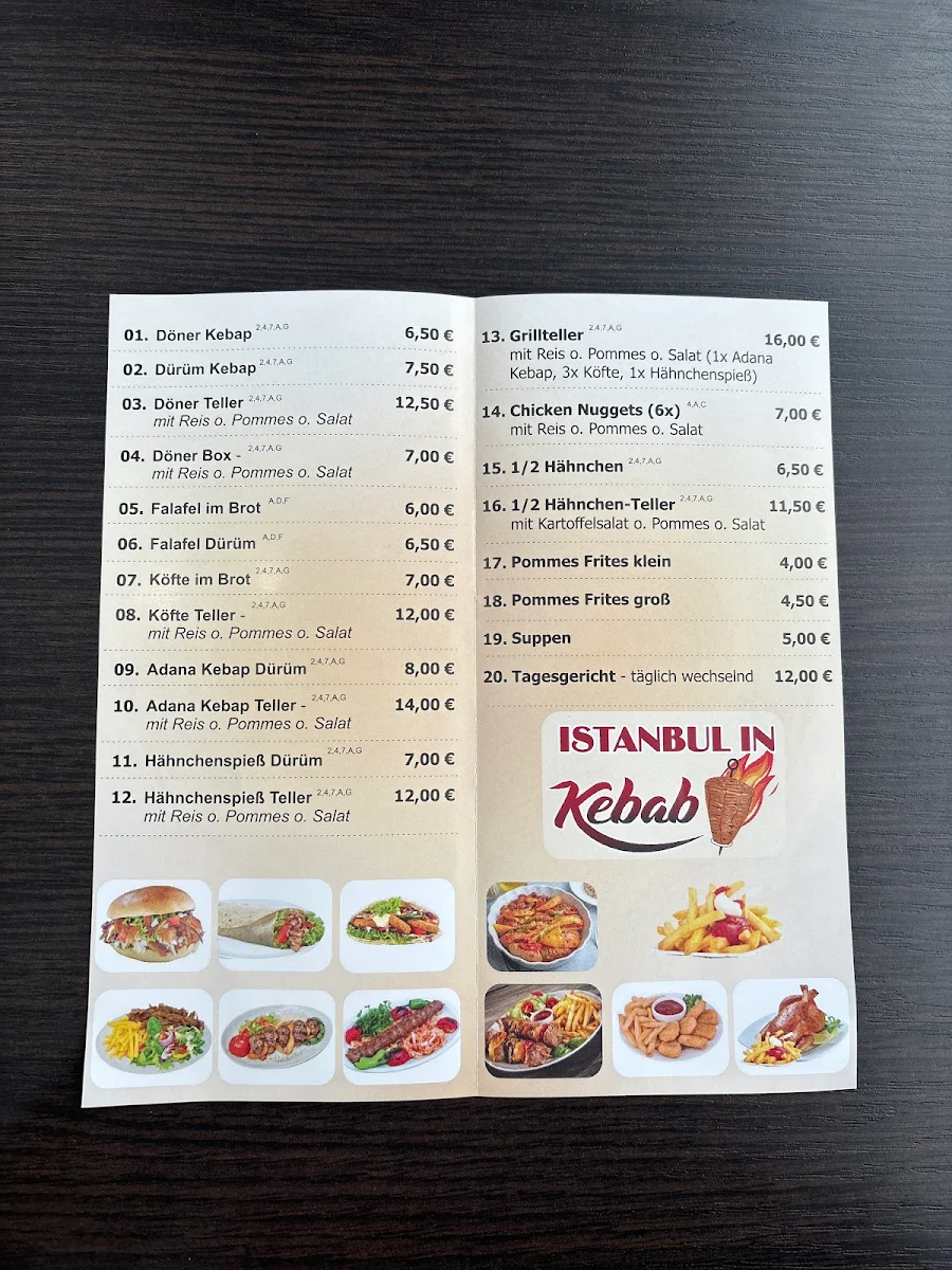 Speisekarte, Restaurant Istanbul In