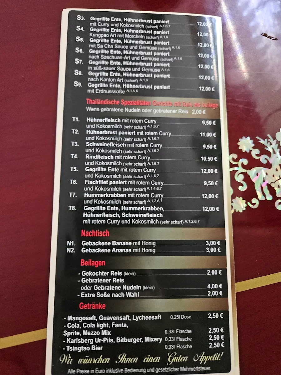 Speisekarte, Asia Imbiss